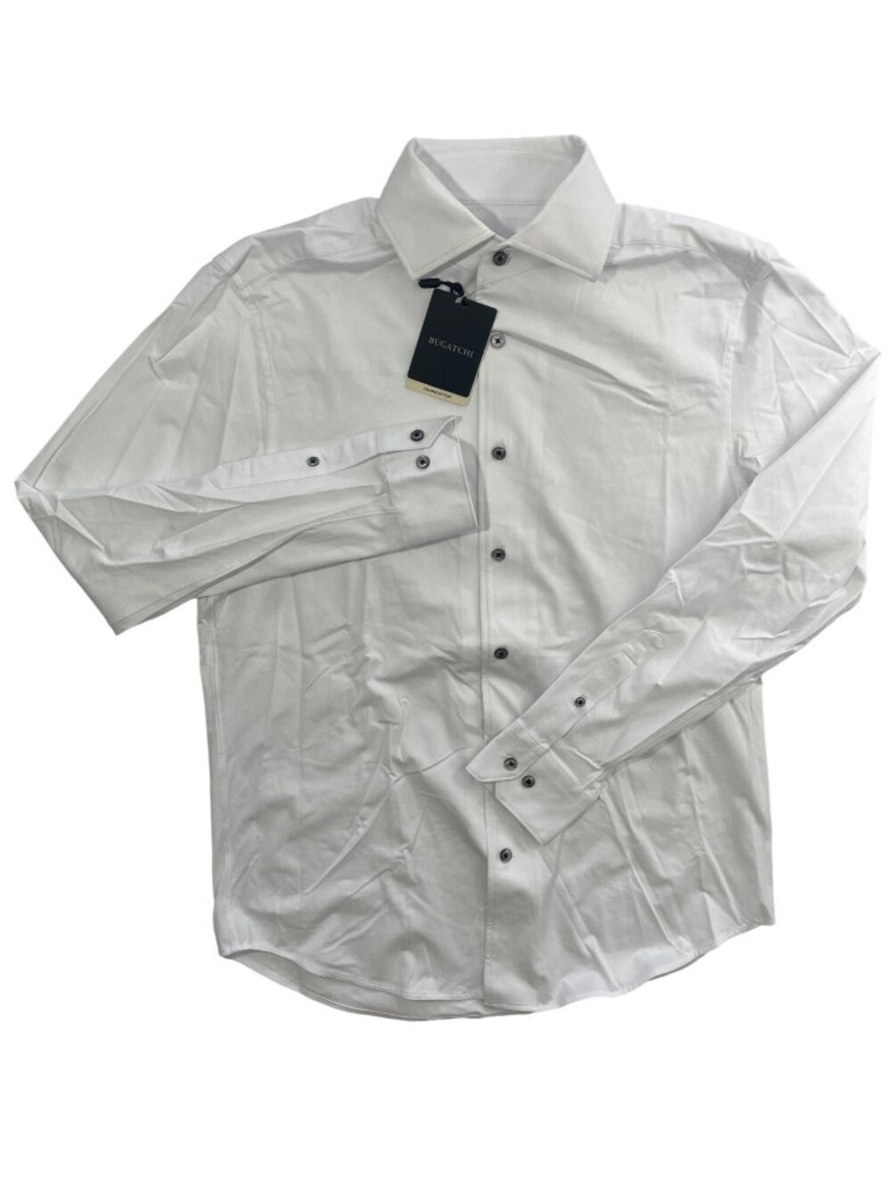 Bugatchi Dress Shirt White Stretch Long-Sleeve Button-Up Men's Size M $199NWT